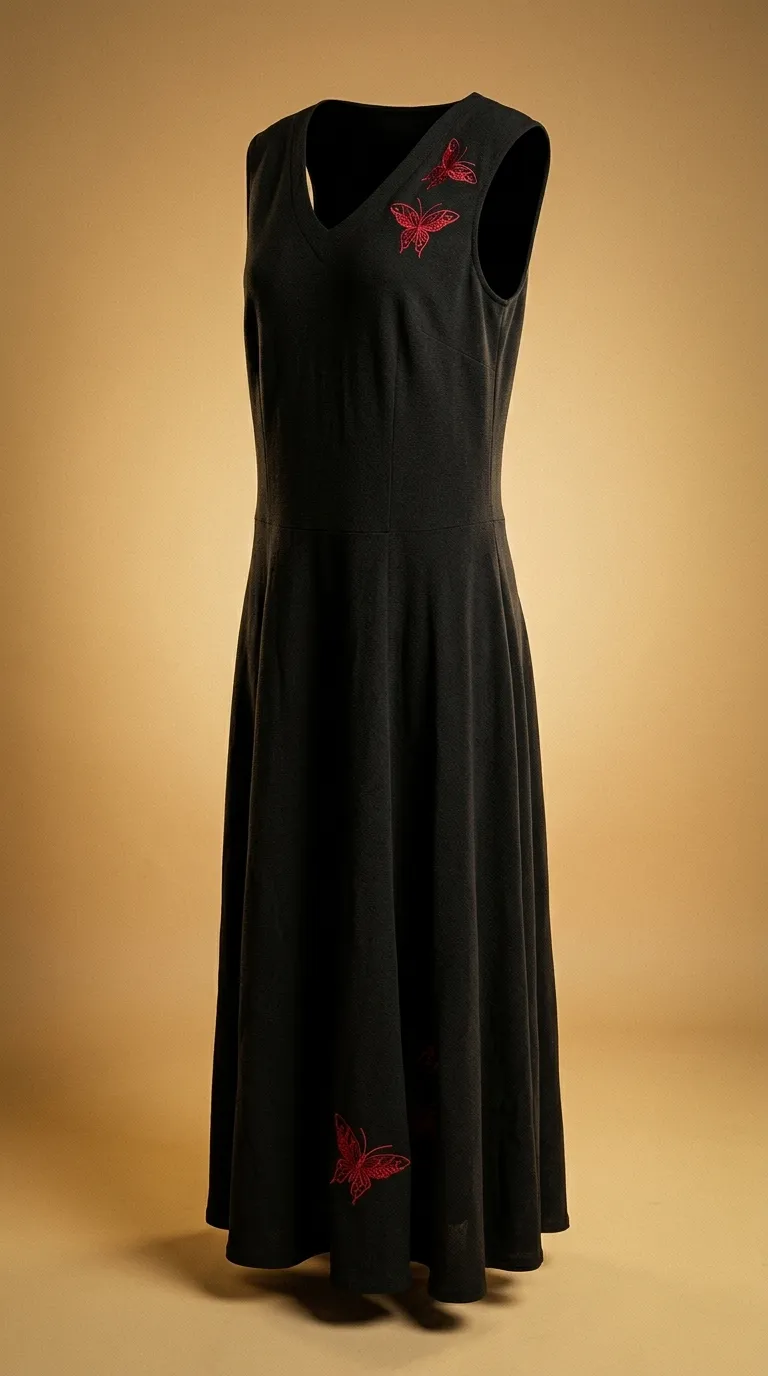 Robe Longue Papillons Rouges