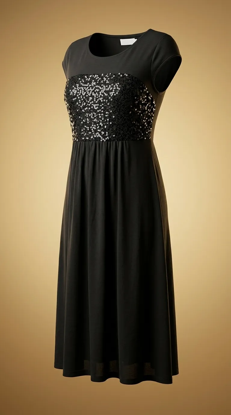 Robe Noire Pailletée Élégante